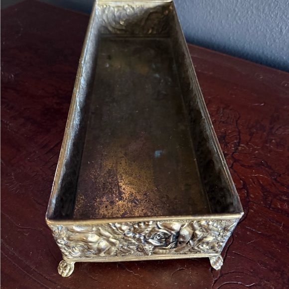 Antique Brass Footed Planter - Picture 3 of 6